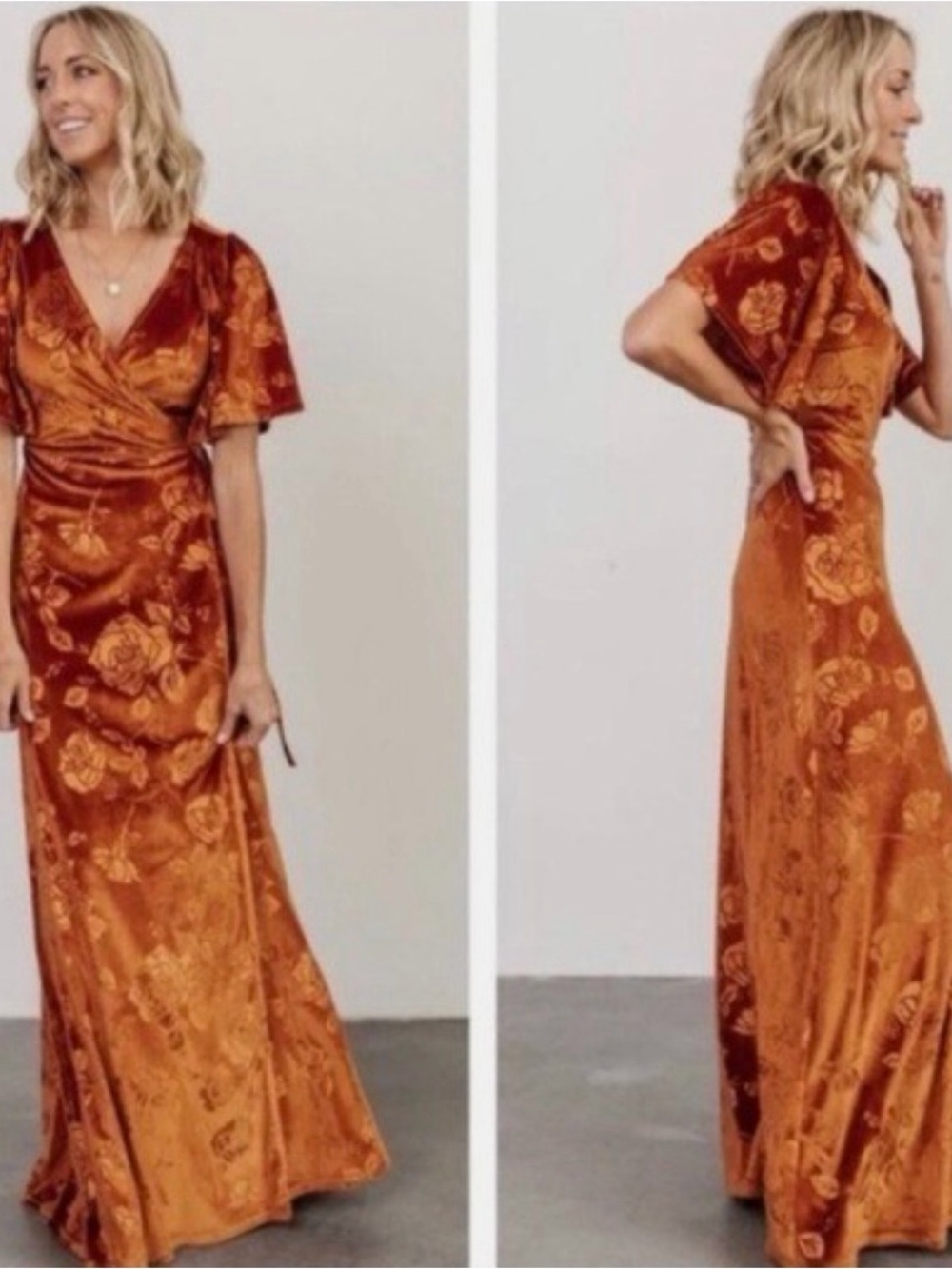Baltic Born Danielle Floral Embossed Velvet Maxi Wrap Dress